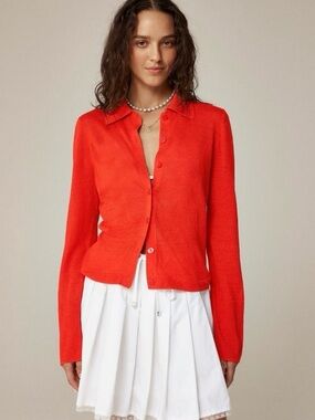 NWT J. CREW Collared button-up sweater in linen